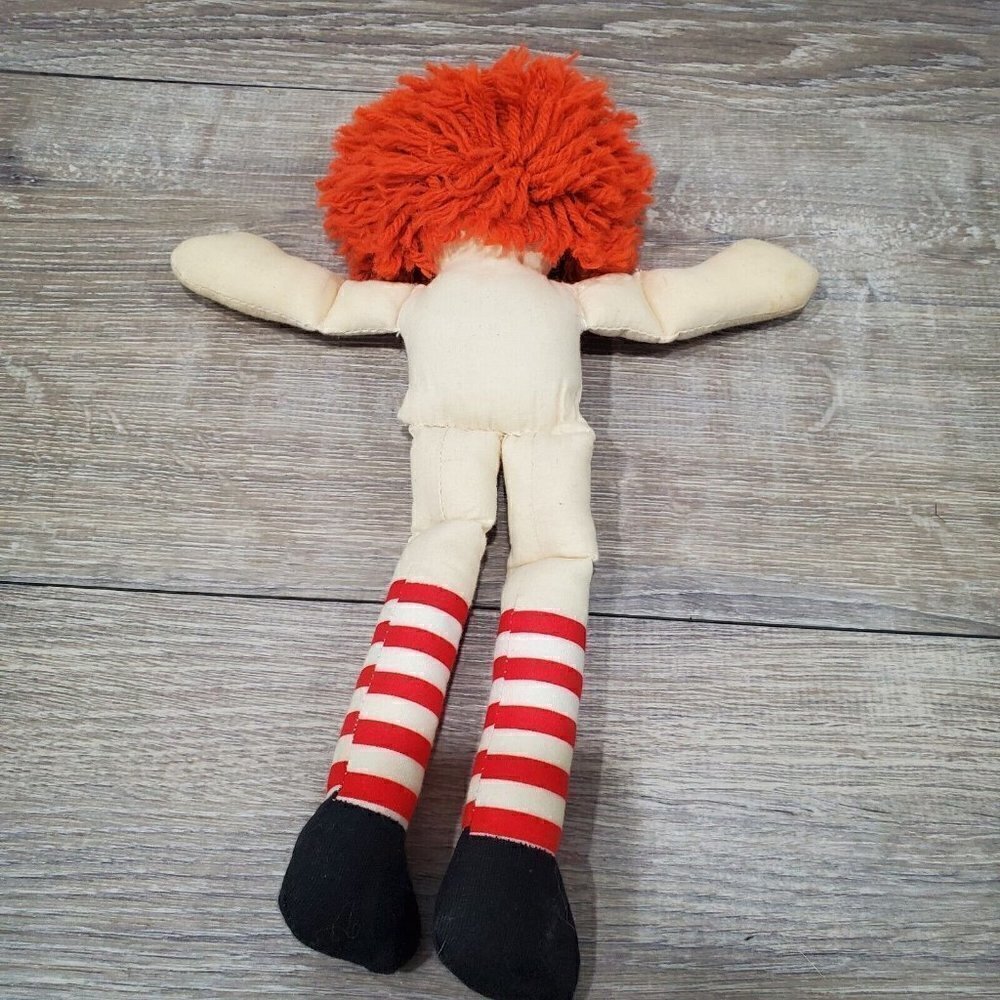 Vintage Raggedy Ann 11 inch Cloth Doll Hand Sewn Floral Dress and Apron - Picture 10 of 10